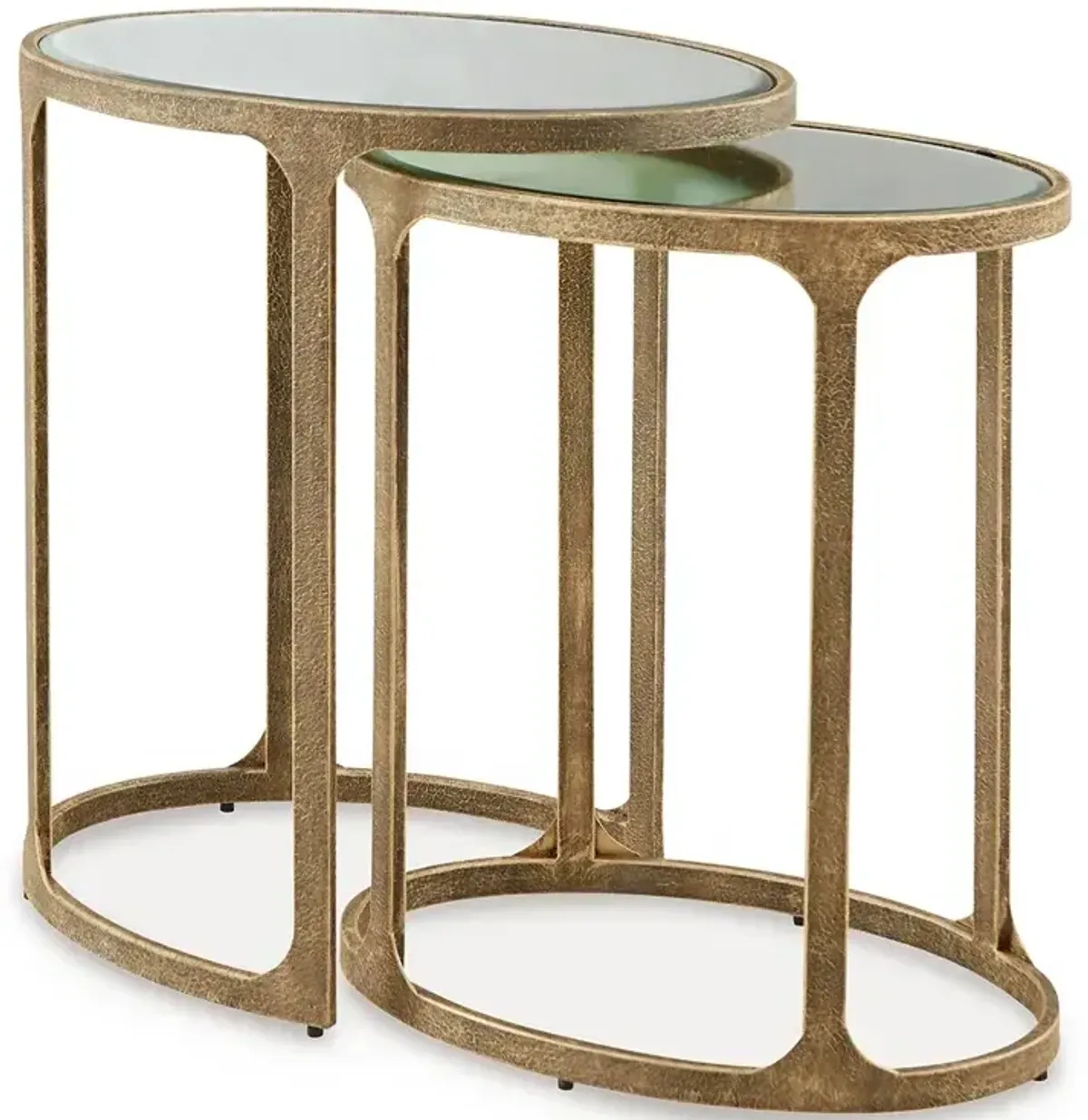Irmaleigh Gold Mirror Accent Table (Set of 2)