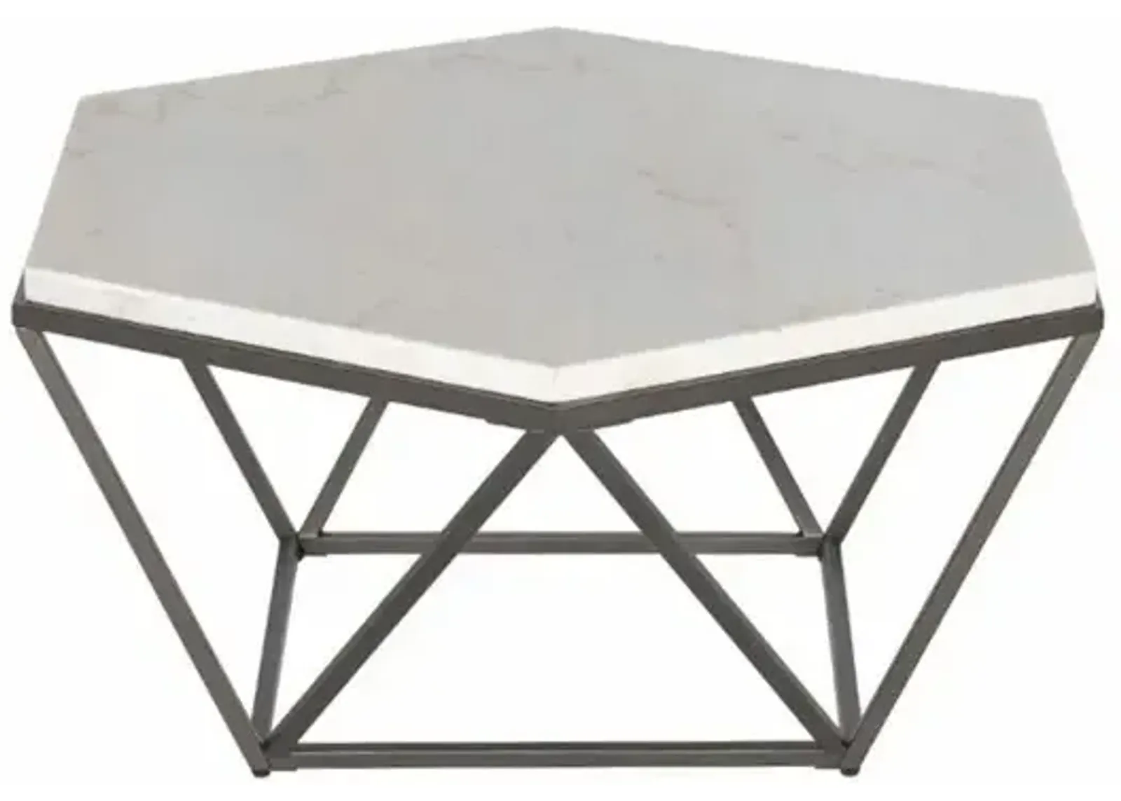 Corvus White Marble Top Hexagon Cocktail Table