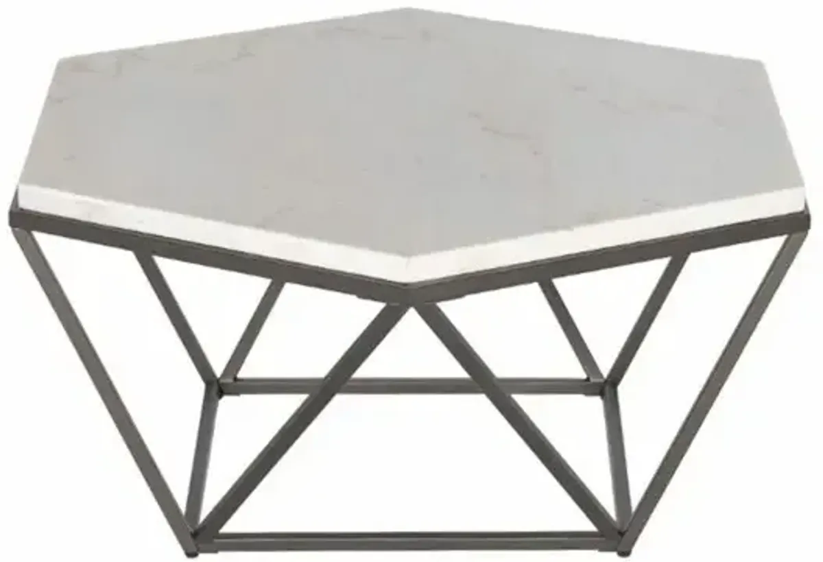 Corvus White Marble Top Hexagon Cocktail Table