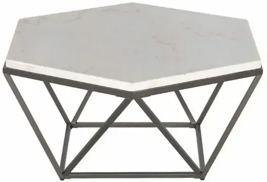 Corvus White Marble Top Hexagon Cocktail Table