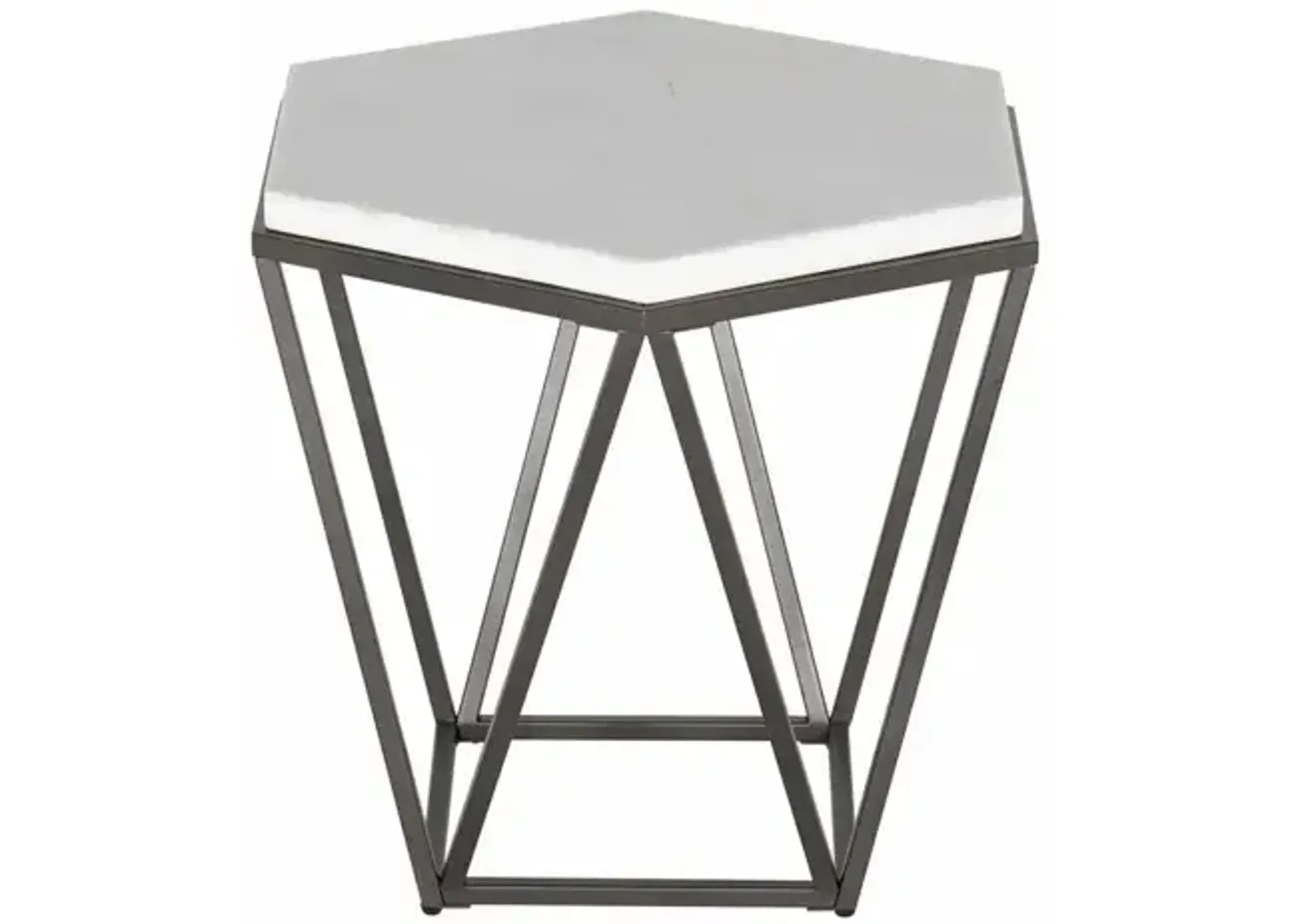 Corvus White Marble Top Hexagon End Table