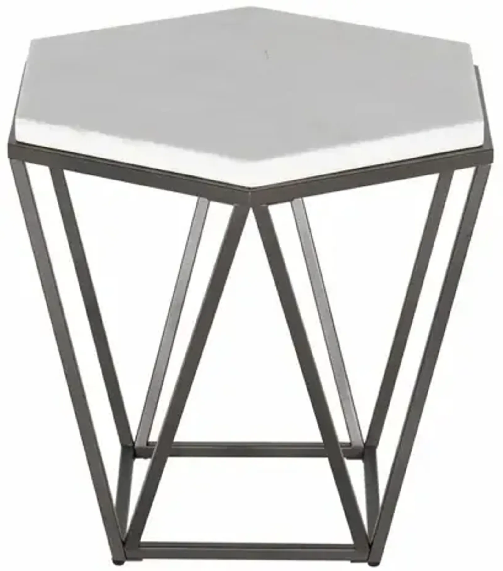 Corvus White Marble Top Hexagon End Table