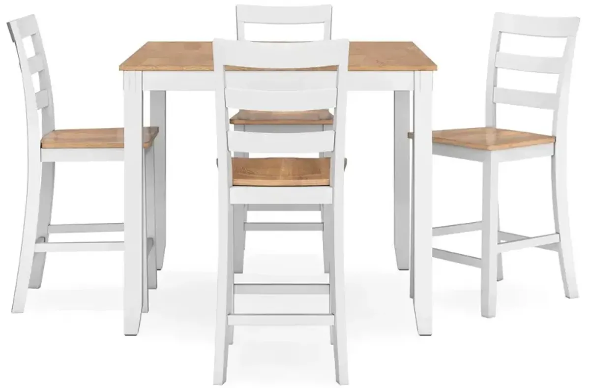 Gesthaven Counter Height Dining Table and 4 Barstools (Set of 5) - Natural/White