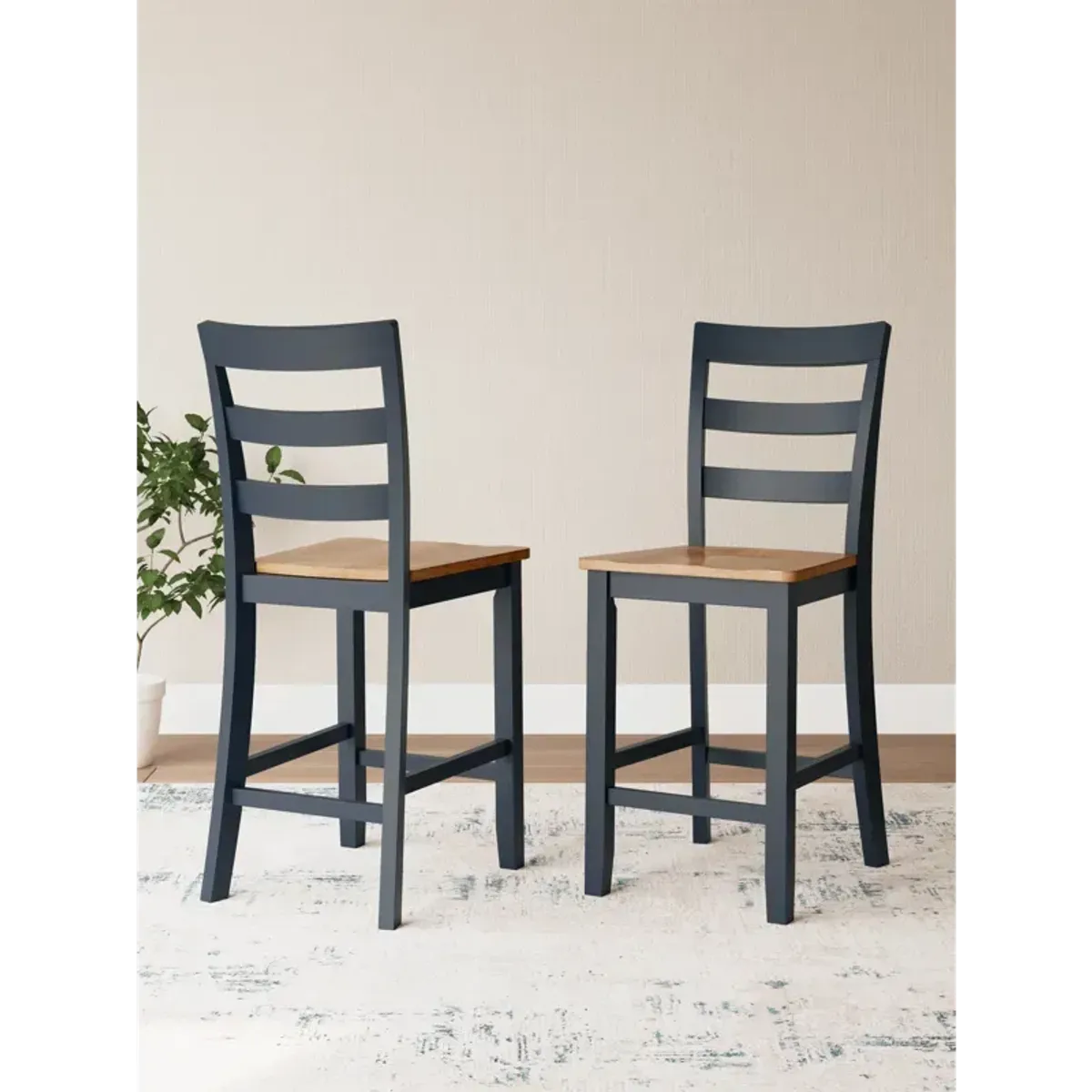 Gesthaven Counter Height Barstool - Natural/Blue