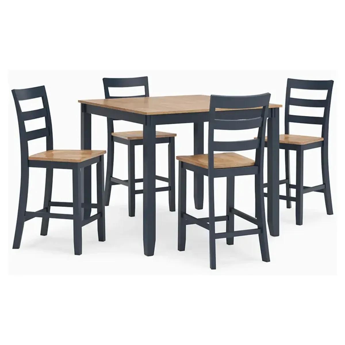 Gesthaven Counter Height Dining Table and 4 Barstools (Set of 5) - Natural/Blue