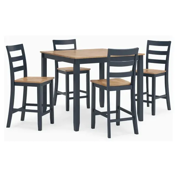 Gesthaven Counter Height Dining Table and 4 Barstools (Set of 5) - Natural/Blue