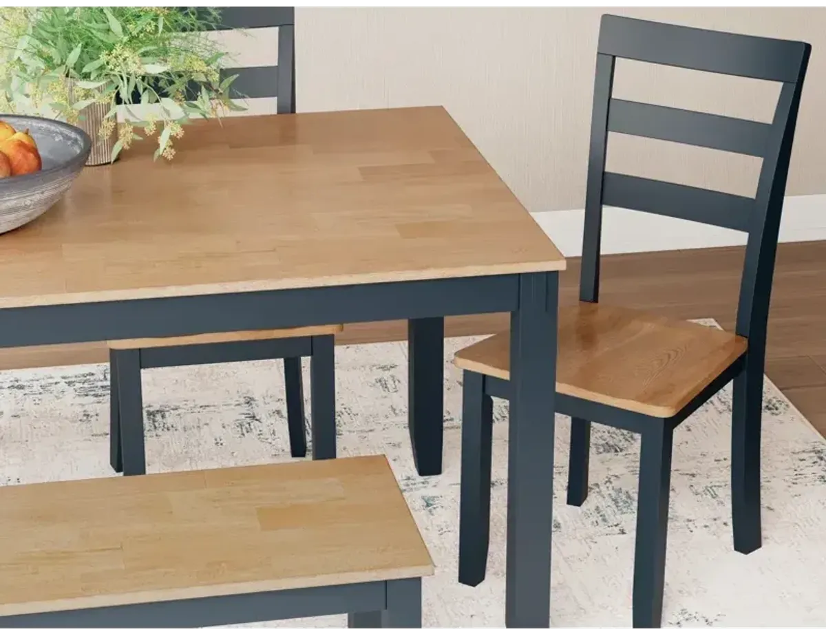 Gesthaven Dining Table with 4 Chairs and Bench (Set of 6) - Natural/Blue