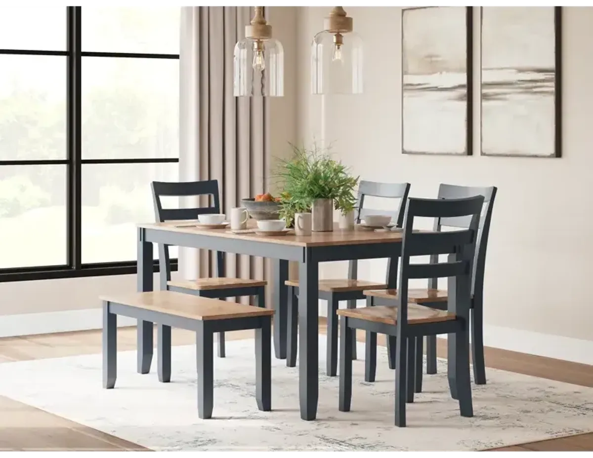 Gesthaven Dining Table with 4 Chairs and Bench (Set of 6)