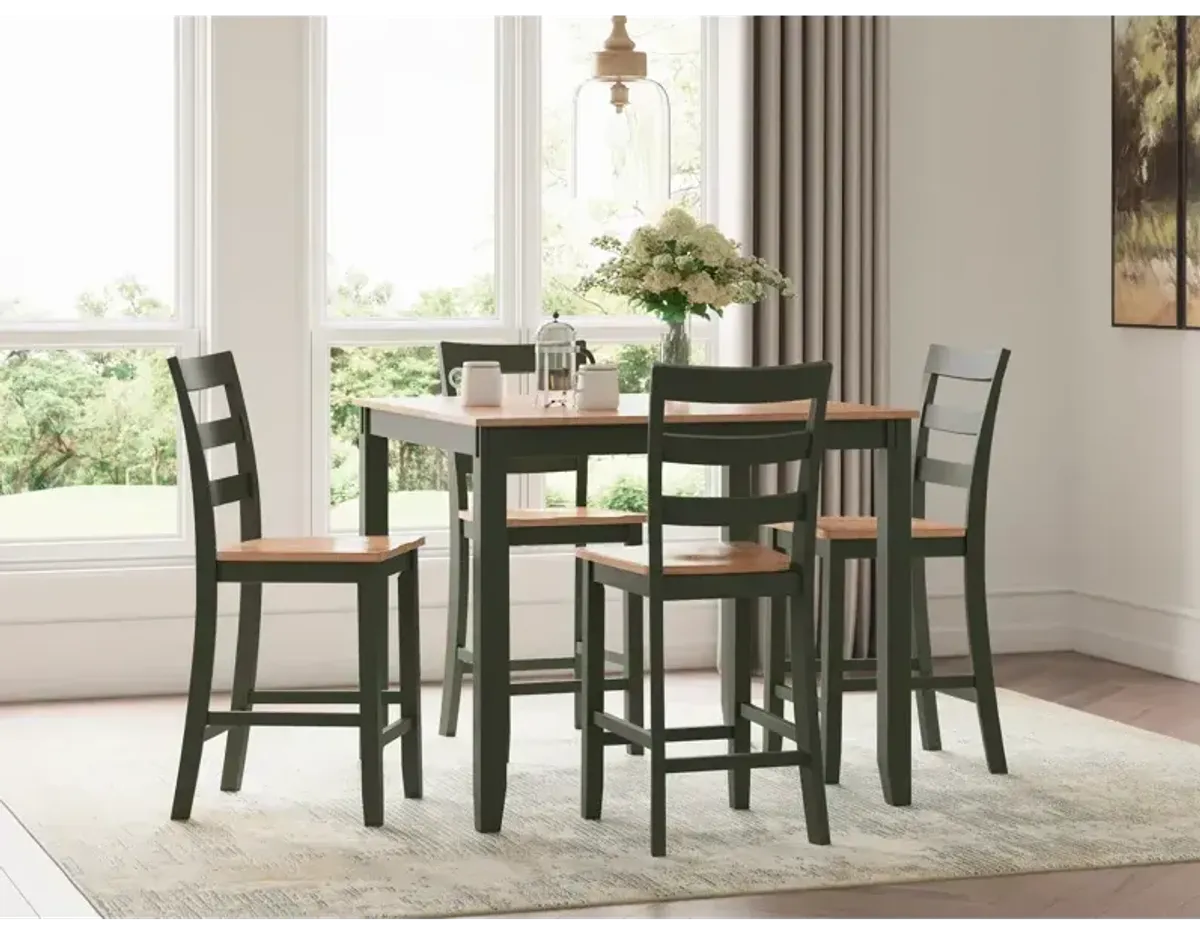 Gesthaven Counter Height Dining Table and 4 Barstools (Set of 5) - Natural/Green