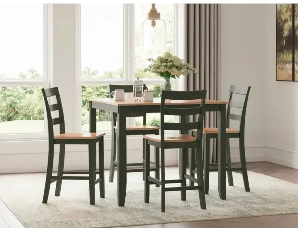Gesthaven Counter Height Dining Table and 4 Barstools (Set of 5) - Natural/Green