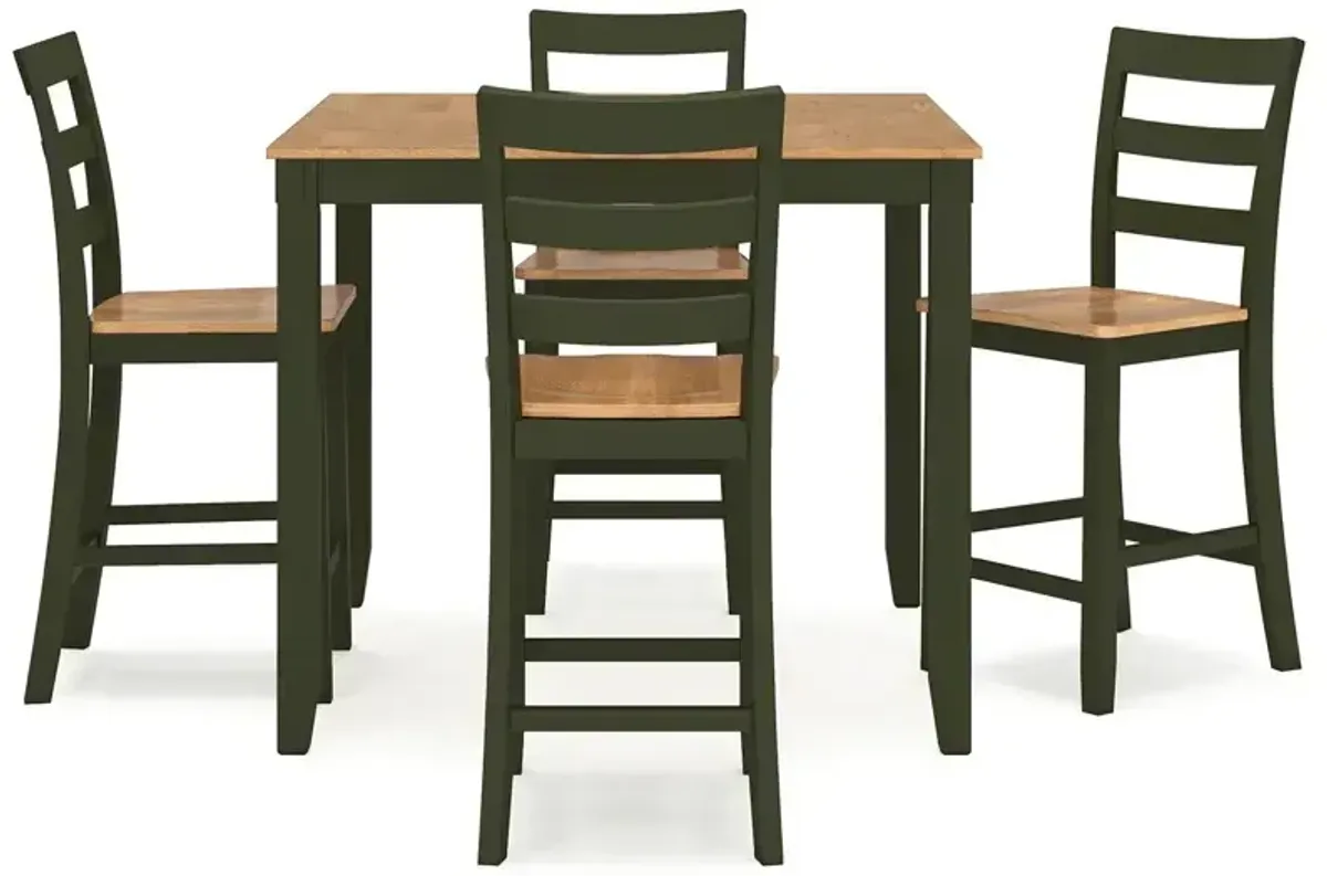 Gesthaven Counter Height Dining Table and 4 Barstools (Set of 5) - Natural/Green