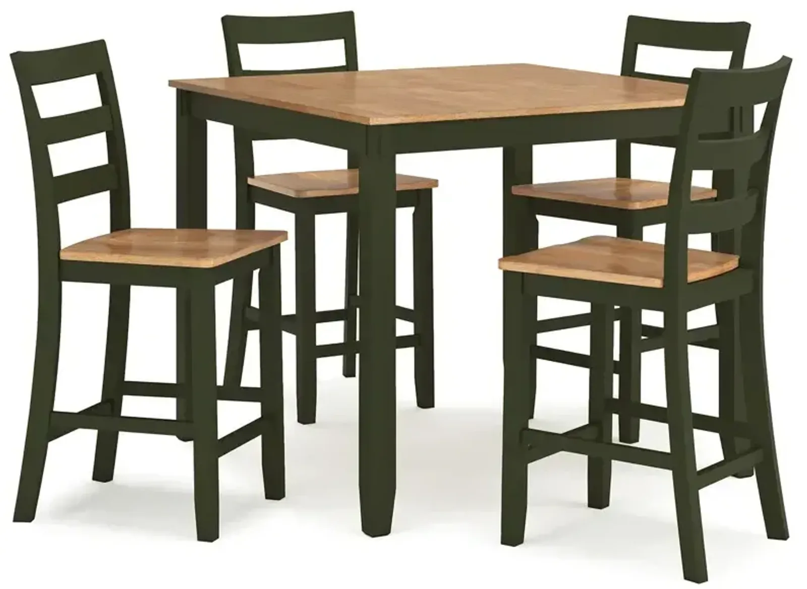 Gesthaven Counter Height Dining Table and 4 Barstools (Set of 5) - Natural/Green