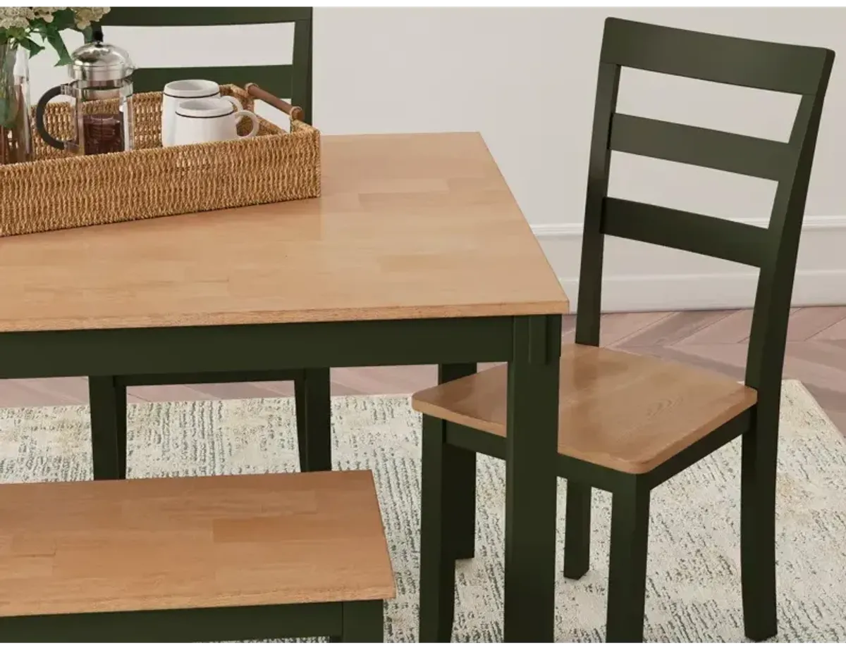 Gesthaven Dining Table with 4 Chairs and Bench (Set of 6) - Natural/Green