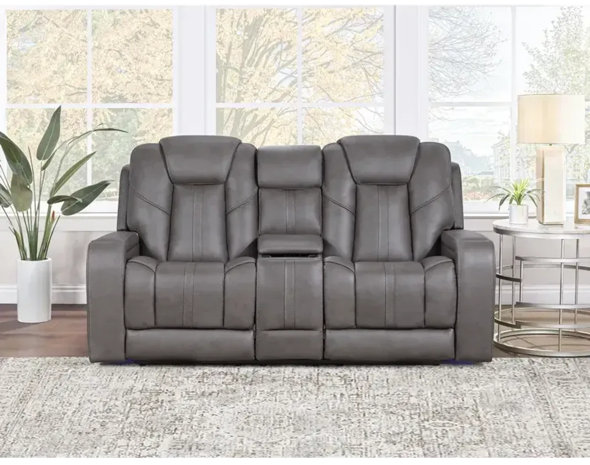 Daniel Triple Power Leather Loveseat w/ Speakers, Heat & Massage