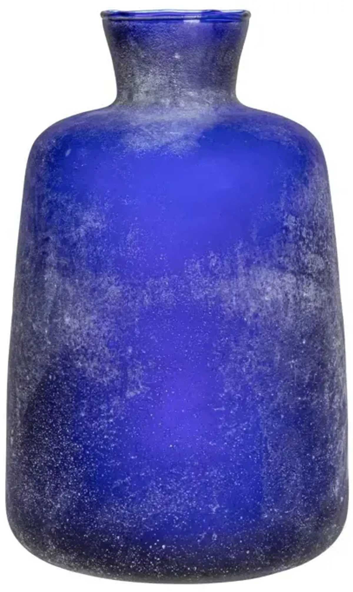 Sand Blasted Glass Vase, Cobalt Color