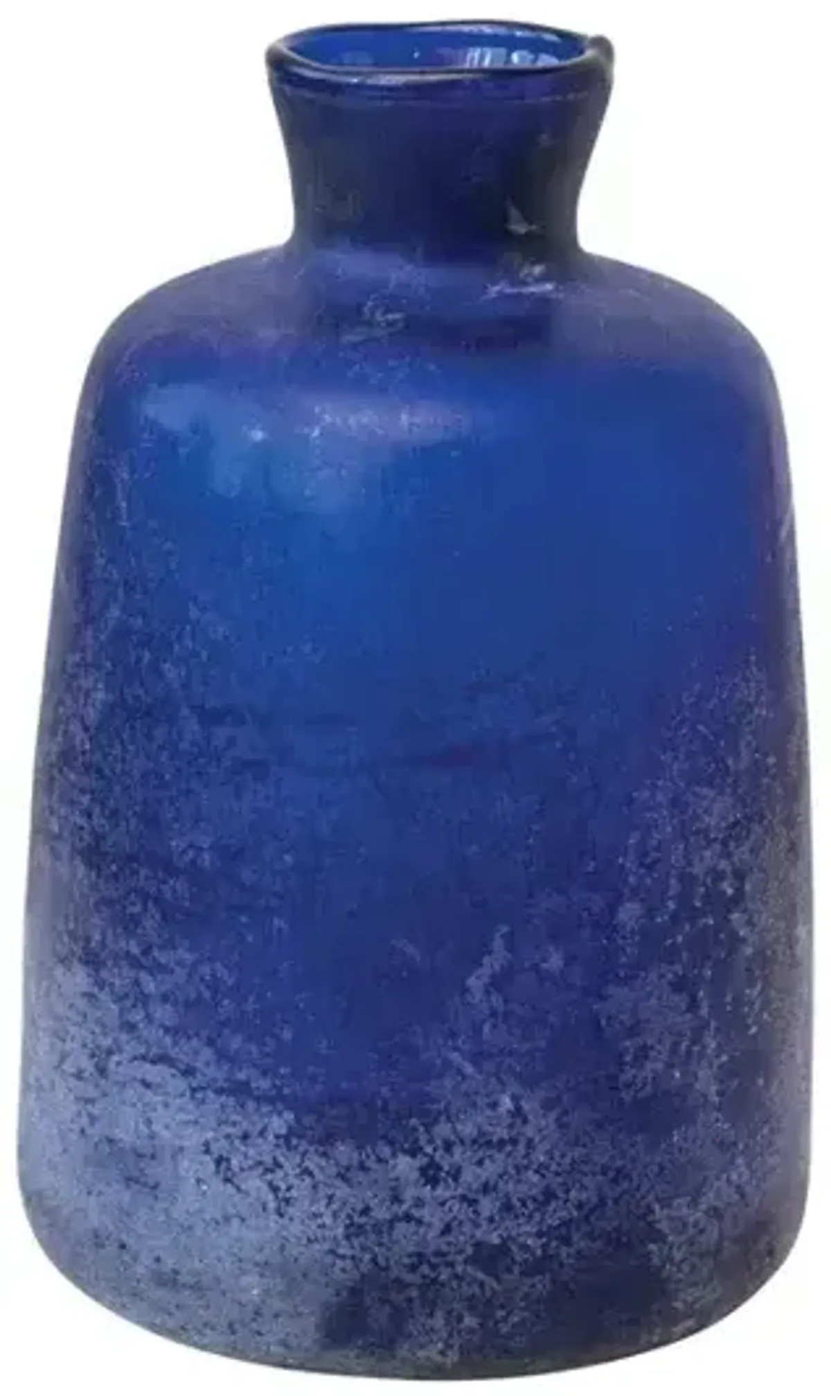 Sand Blasted Glass Vase, Cobalt Color