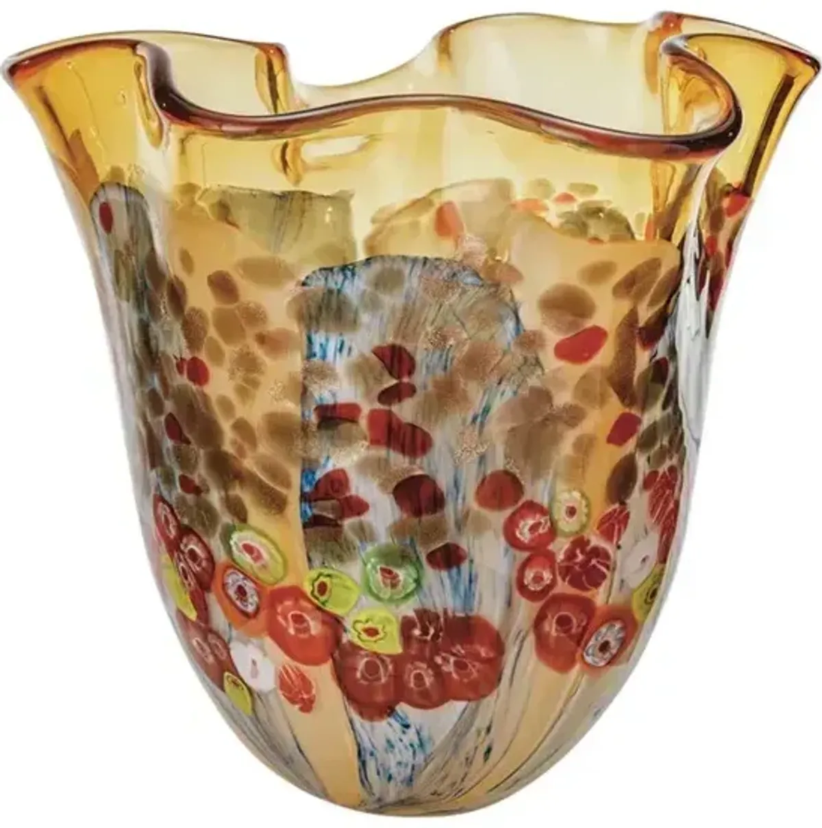 Handmade Art Glass Vase w/ Gold Glitter