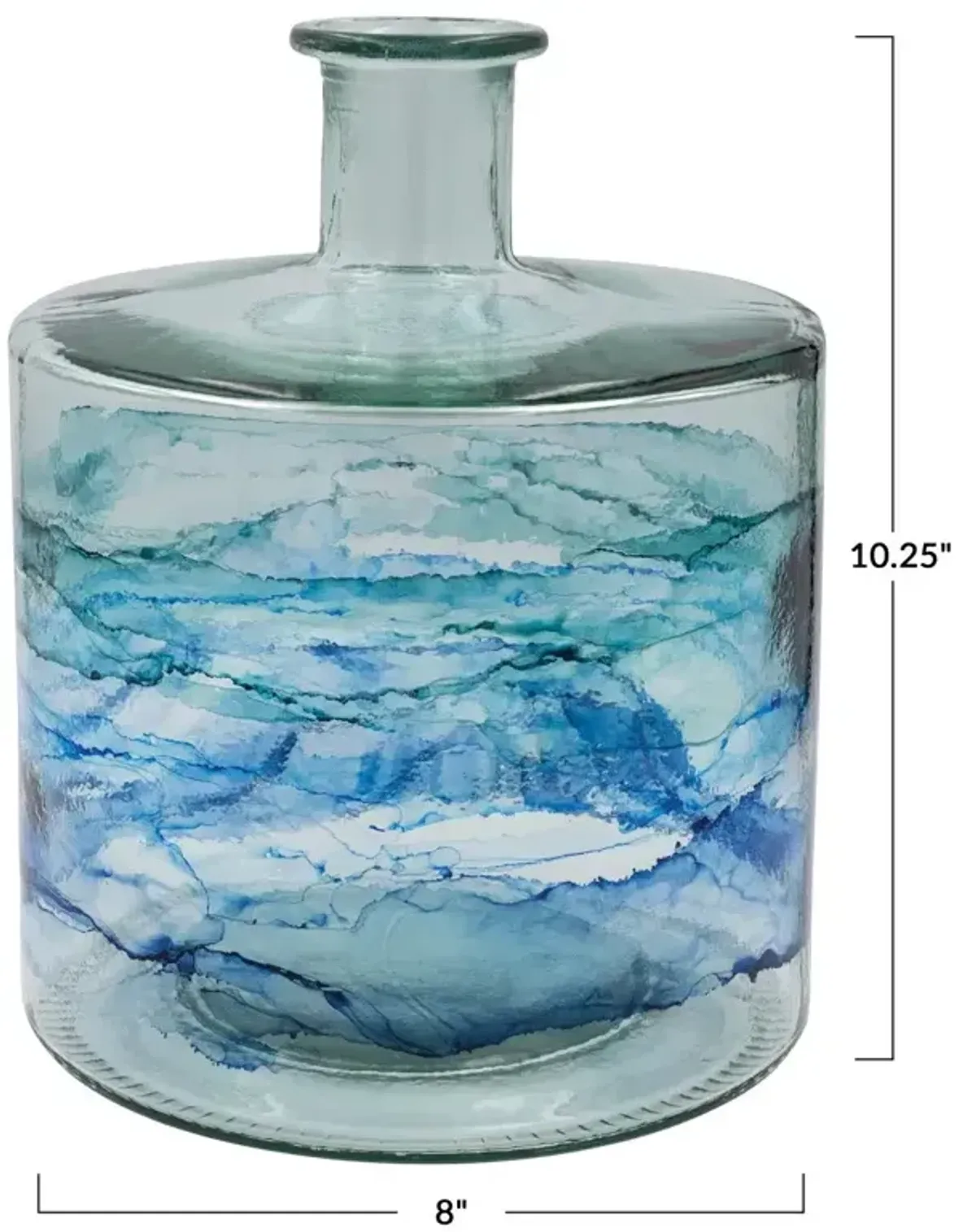 Recycled Glass Vase, Blue Ombre