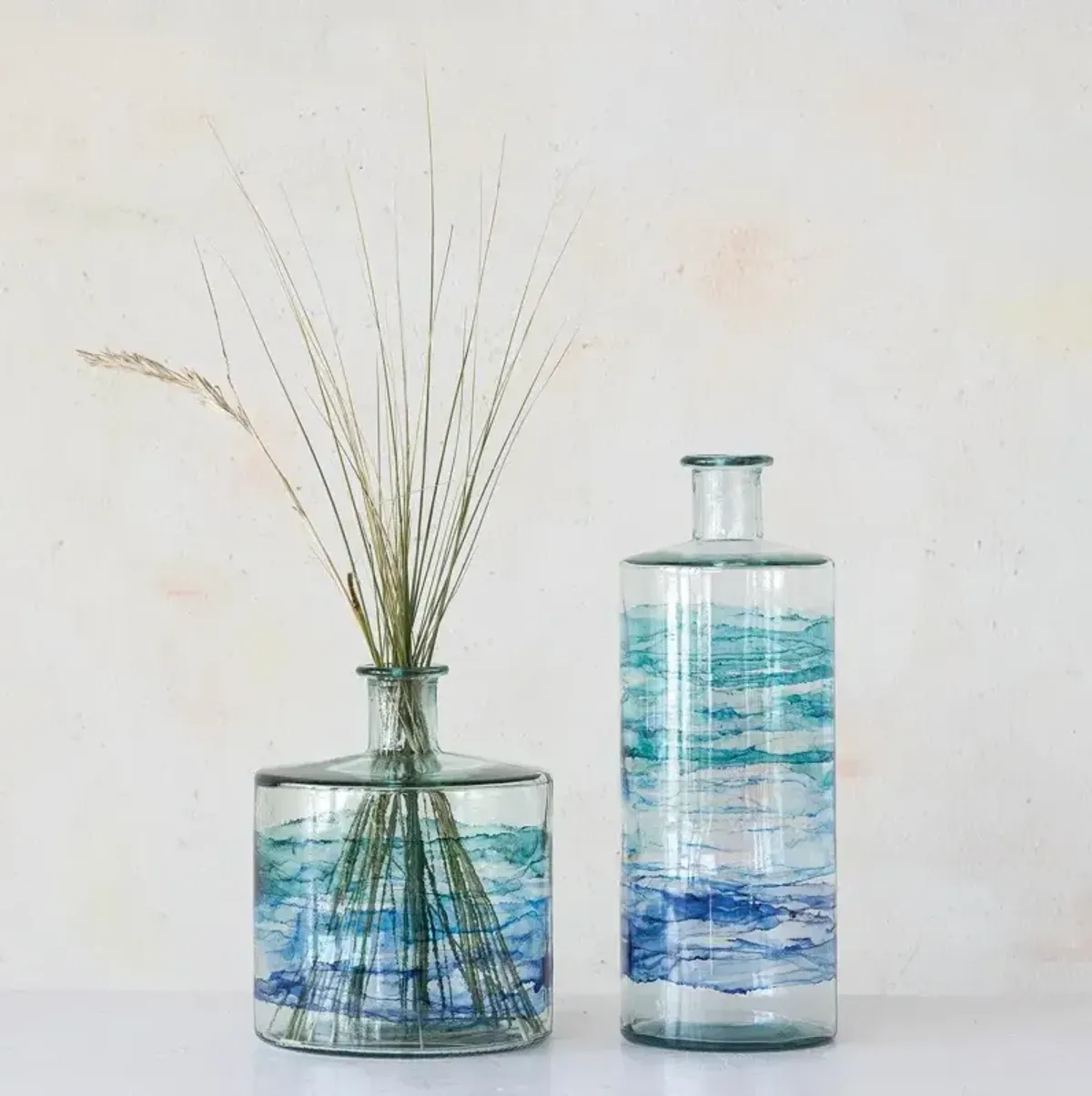 Recycled Glass Vase, Blue Ombre