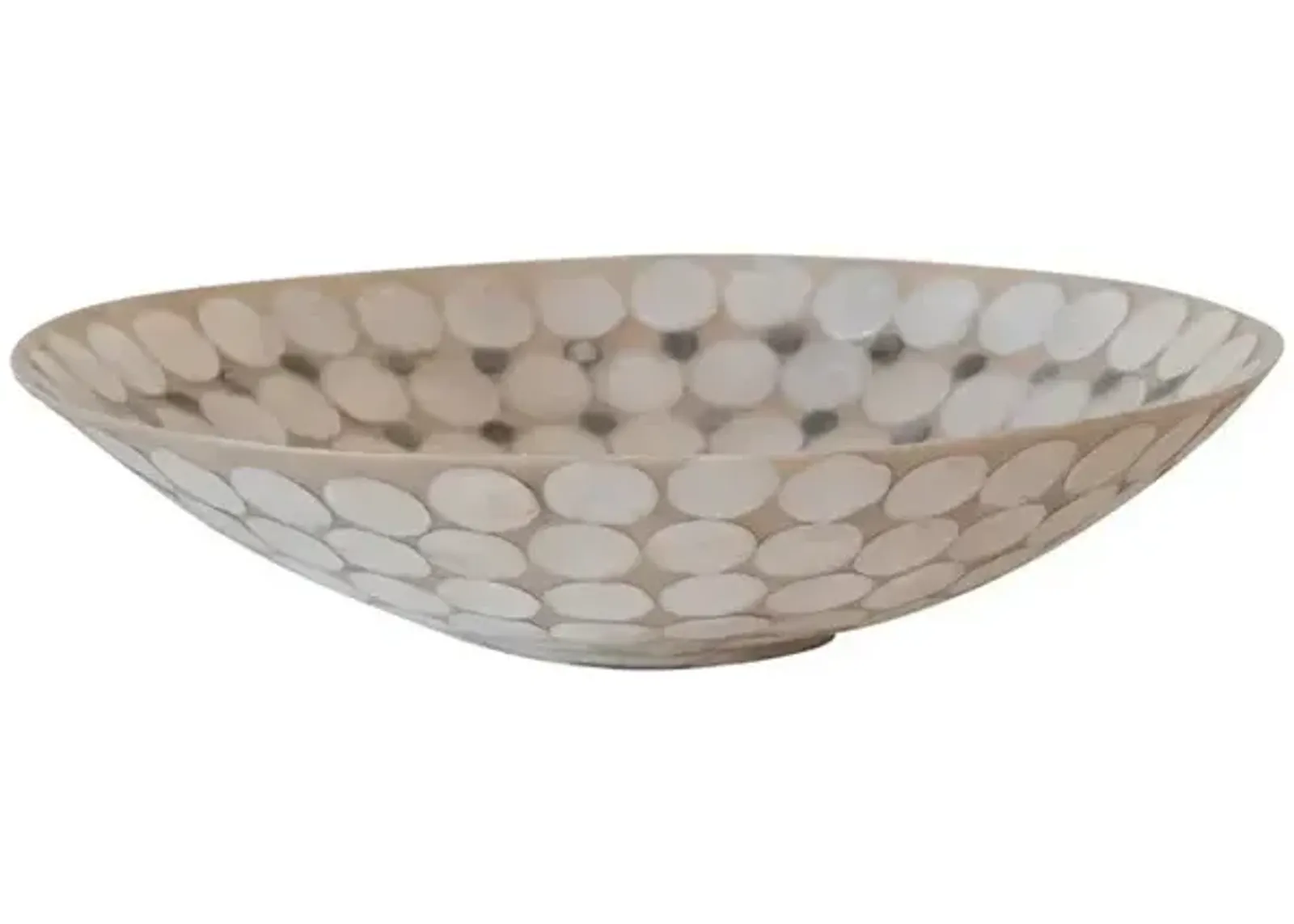 Decorative Resin & Capiz Bowl, White & Natural