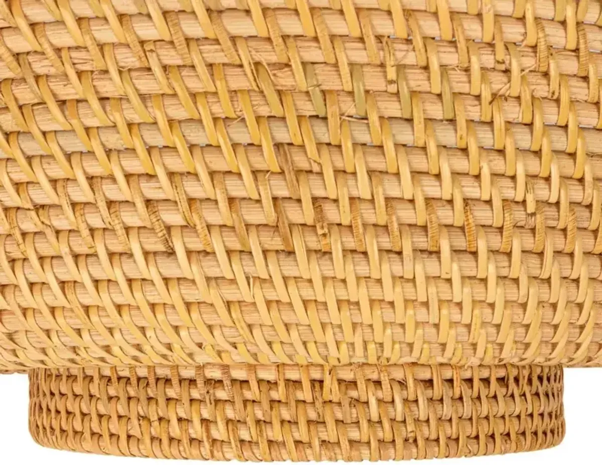 Decorative Hand-Woven Rattan Footed Bowl, Natural