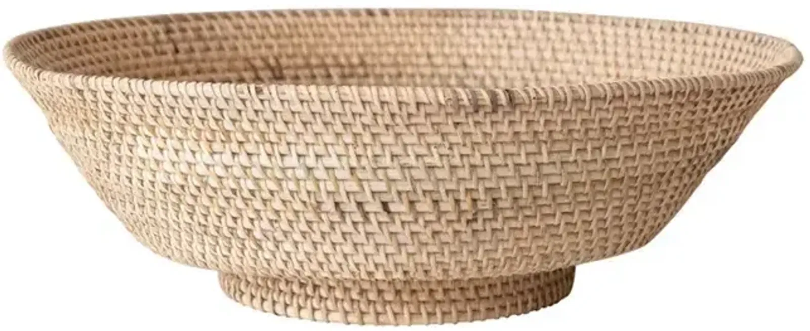 Decorative Hand-Woven Rattan Footed Bowl, Natural