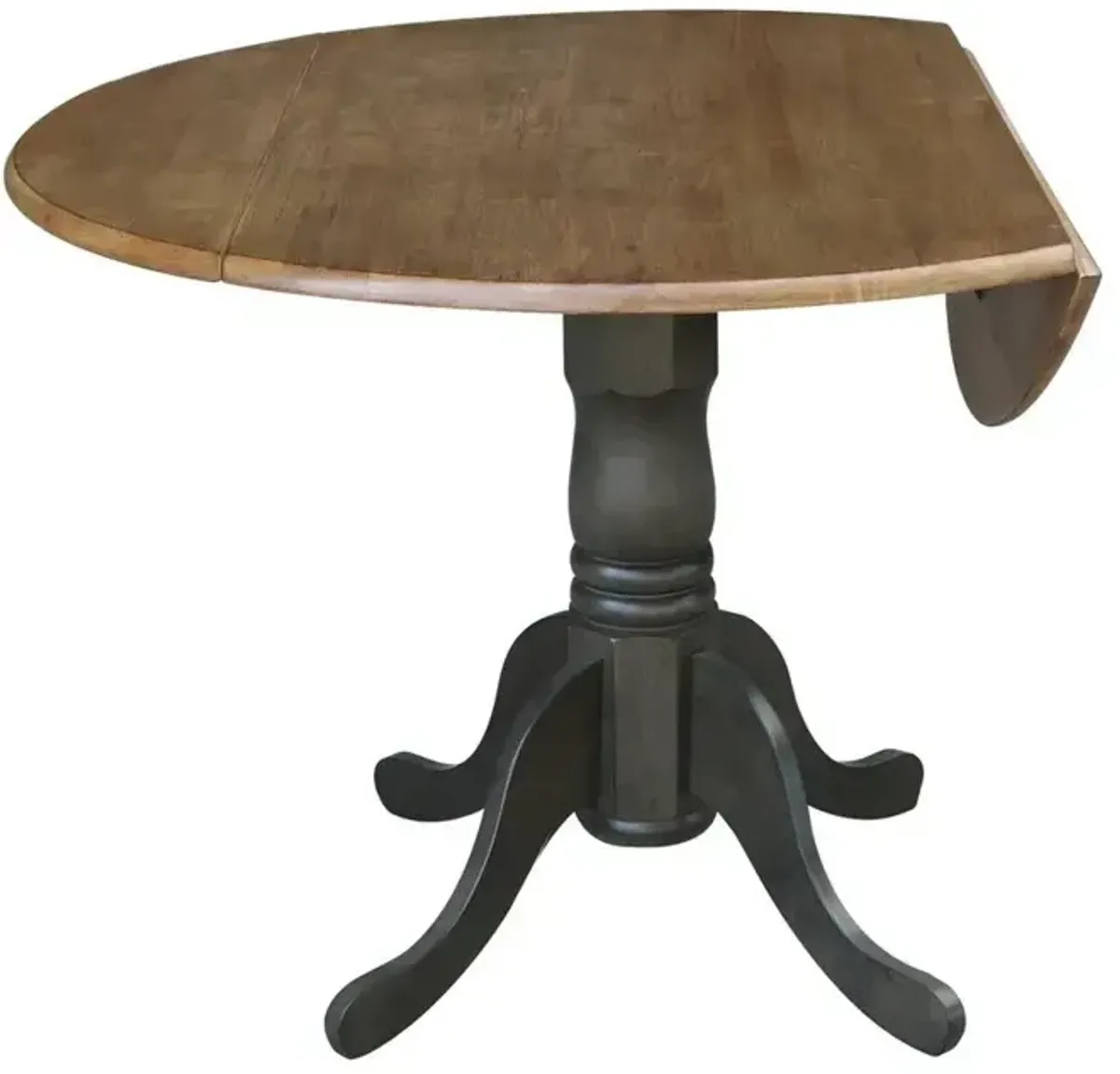 Round Drop Leaf Pedestal Table in Hickory & Coal