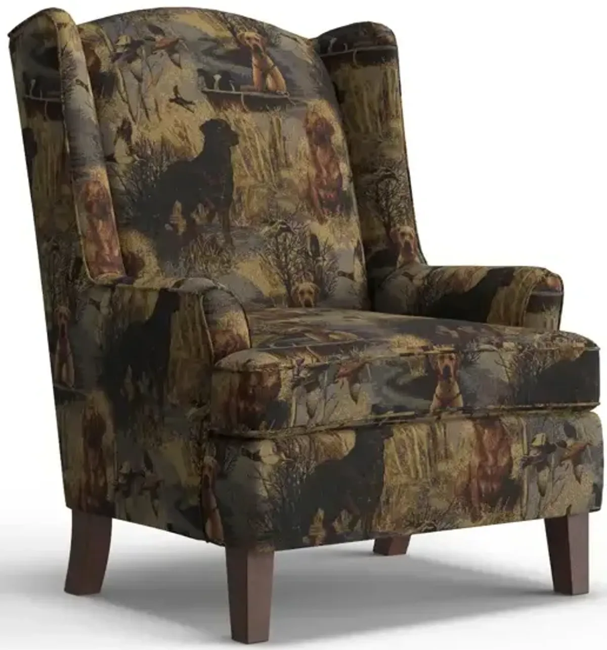 Andrea Fabric Stationary Chair - Dark Walnut