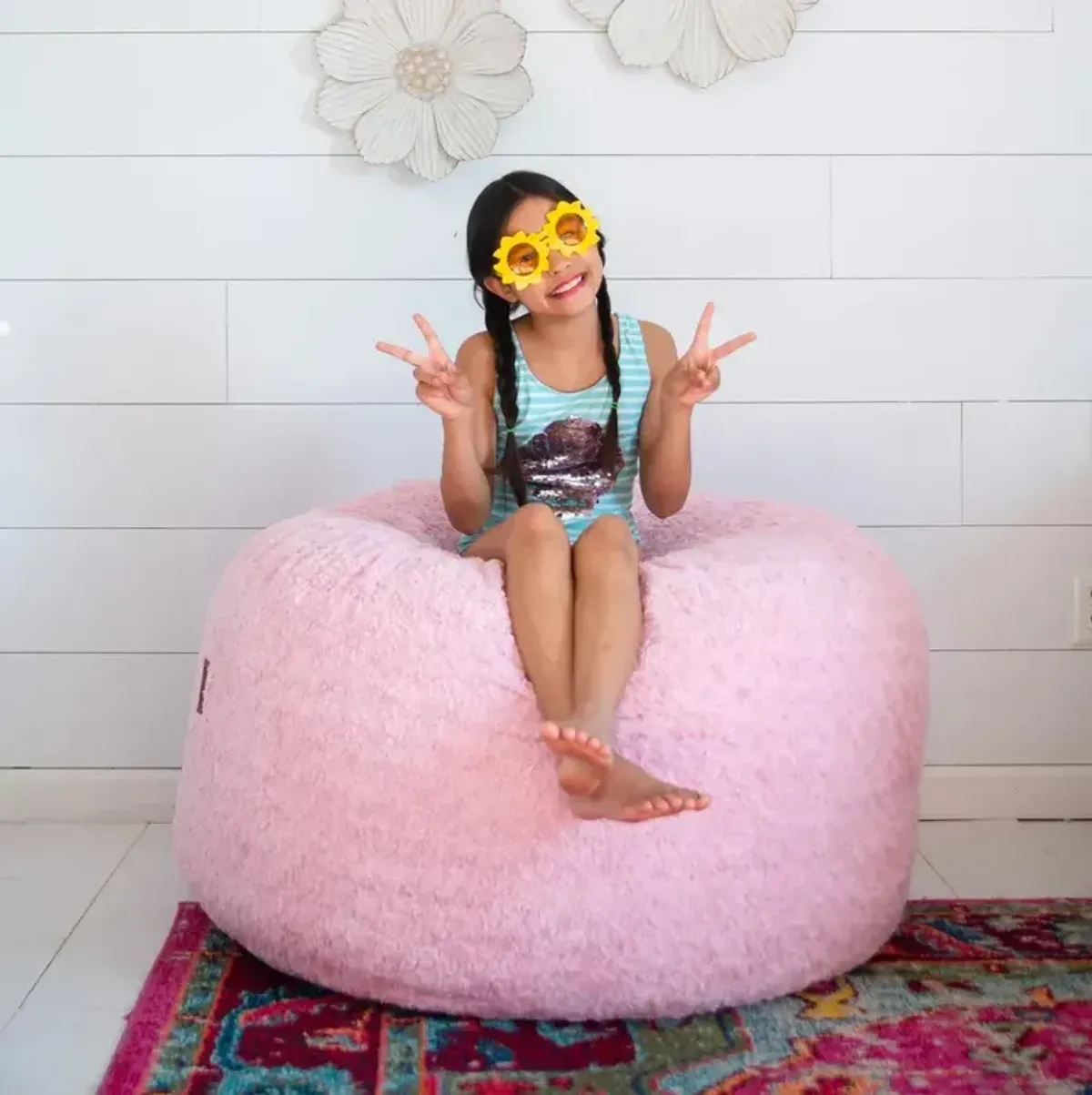 Bean Bag - Youth - Faux Fur - Pink