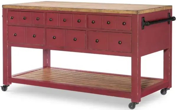 Vintage Market Kitchen Island w/ Drawers - Spiced Apple