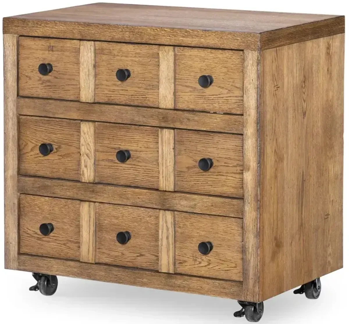 Vintage Market 3 Drawer Nightstand W/ Casters - Barnwood