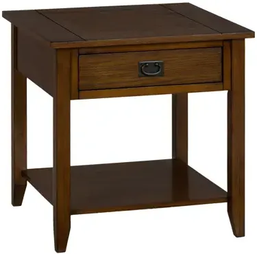 Mission Oak End Table with 1 Drawer and 1 Shelf