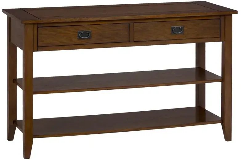 Mission Oak Sofa or Media Table with 2 Drawers and 2 Shelves