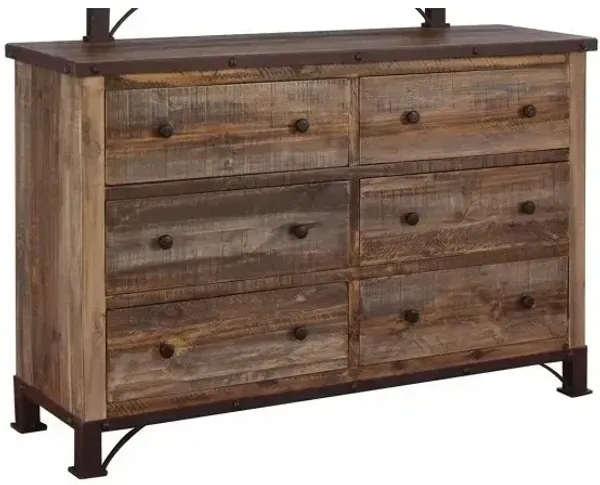 Antique Multicolor 6 Drawer Dresser