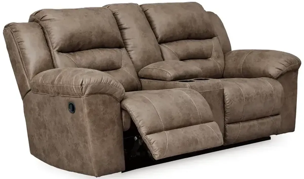 Stoneland Reclining Loveseat with Console - Fossil