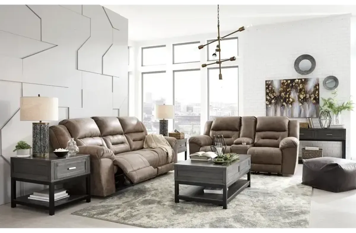 Stoneland Reclining Loveseat with Console - Fossil