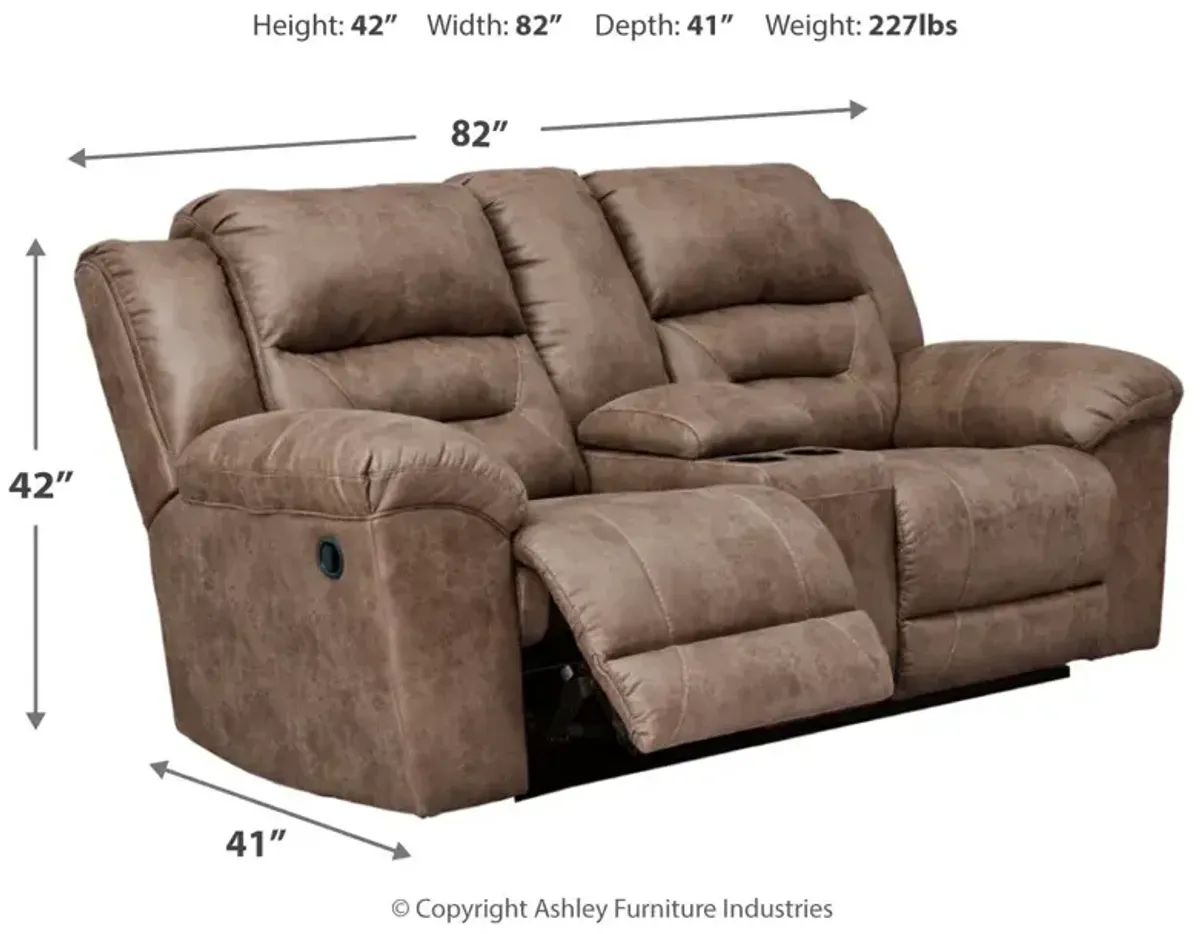 Stoneland Reclining Loveseat with Console - Fossil