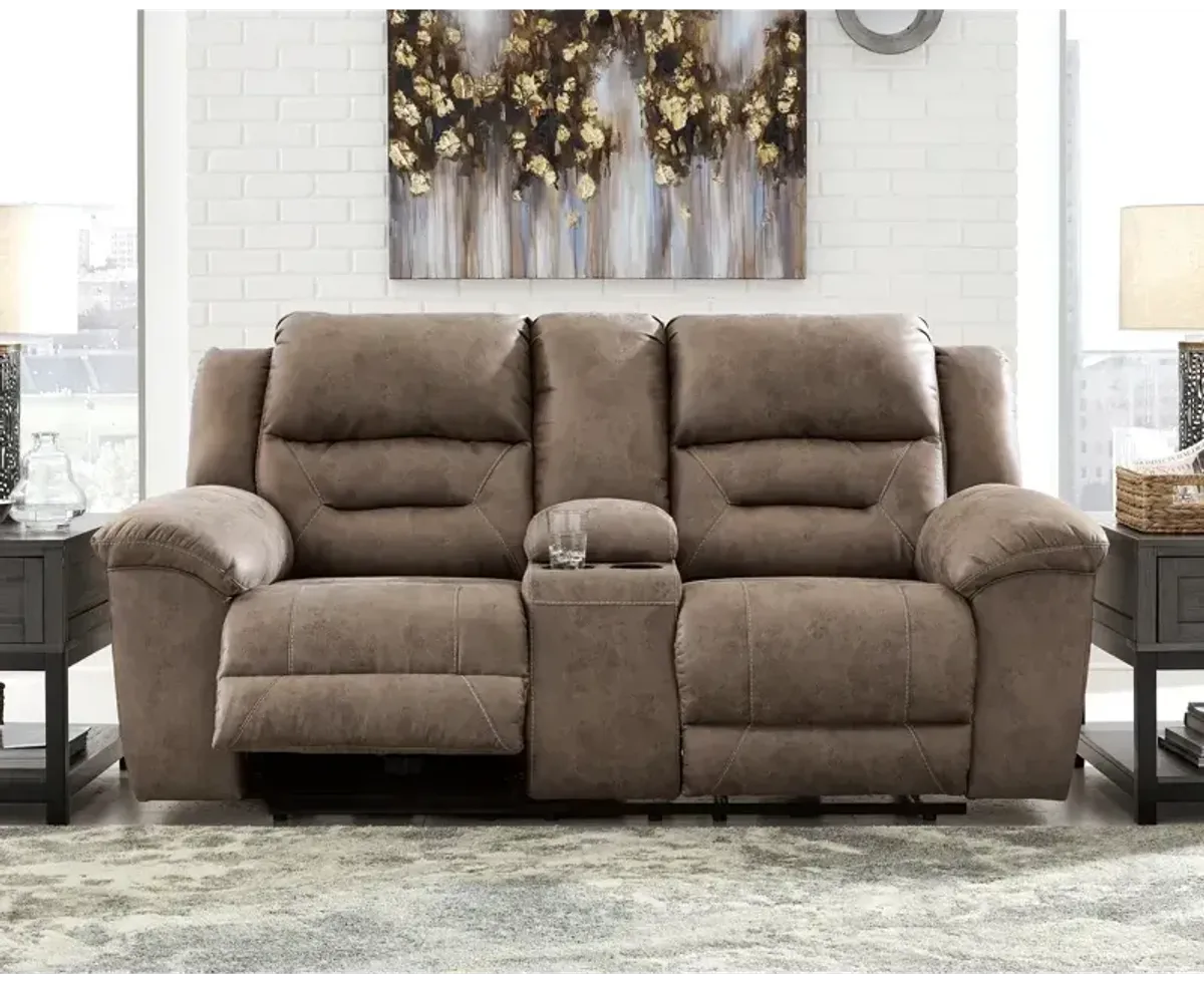 Stoneland Reclining Loveseat with Console - Fossil