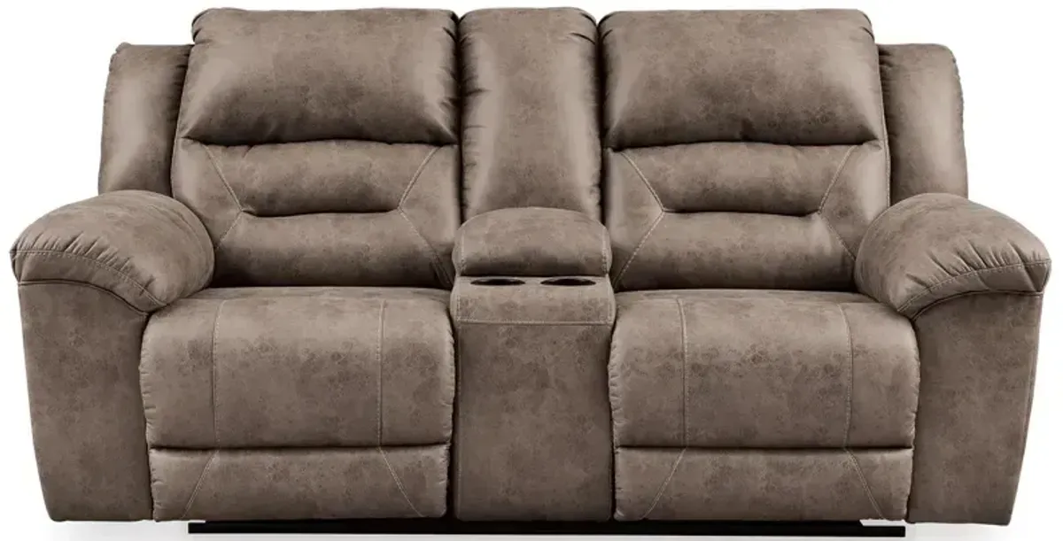 Stoneland Reclining Loveseat with Console - Fossil