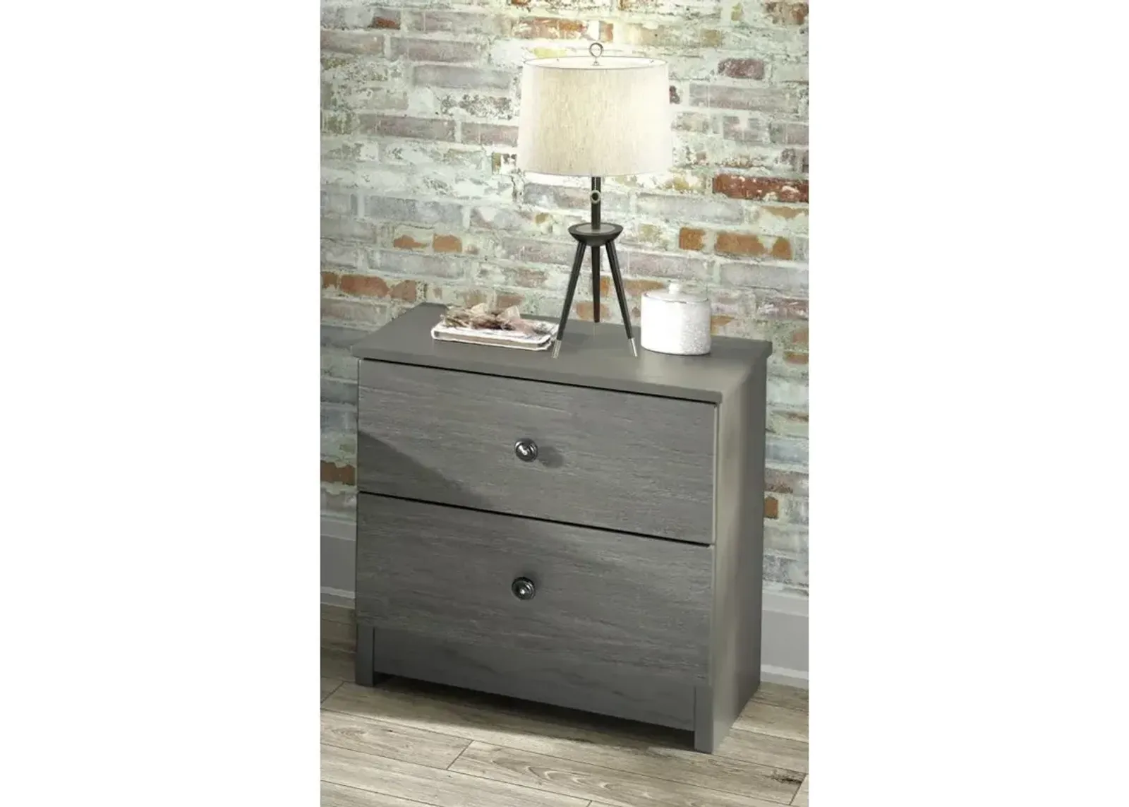 2 Drawer Nightstand - Gray