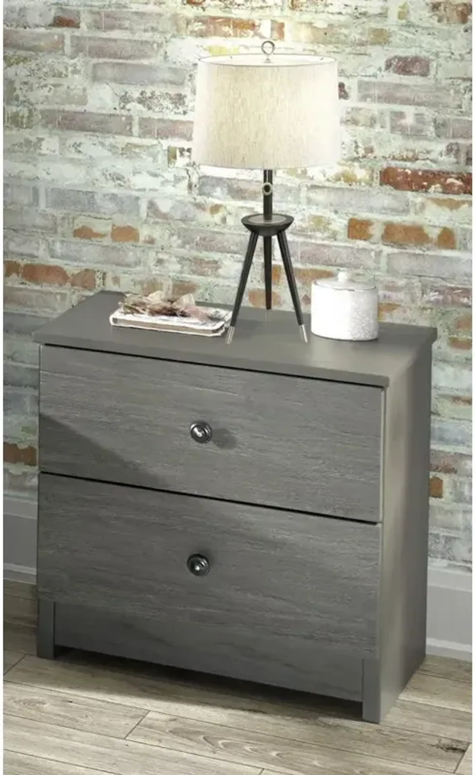 2 Drawer Nightstand - Gray