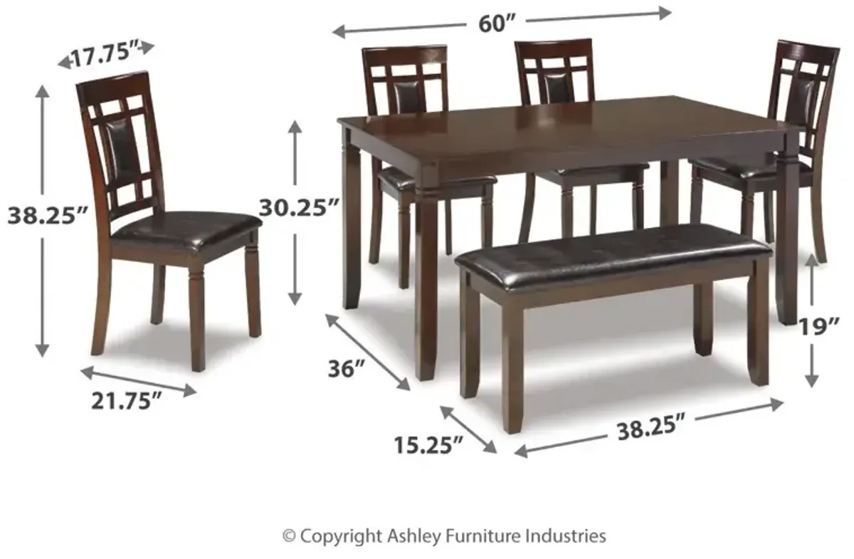 Bennox Dining Table and Chairs with Bench (Set of 6)