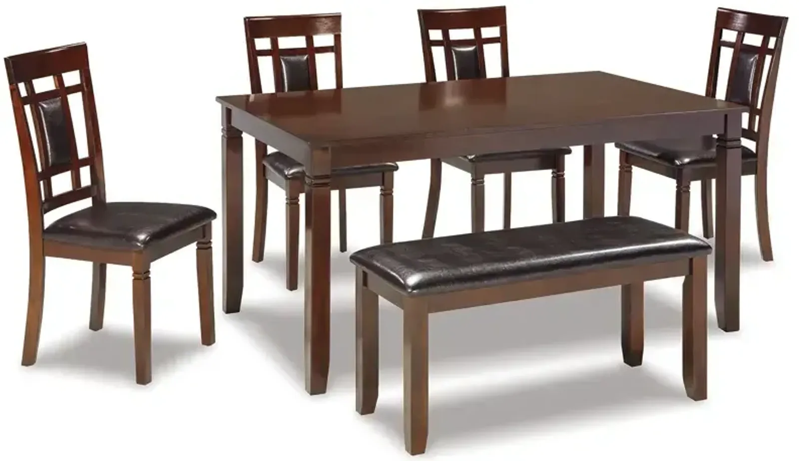 Bennox Dining Table and Chairs with Bench (Set of 6)