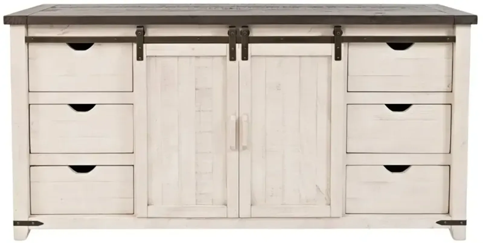 Madison County 70" Barn Door Server - Vintage White