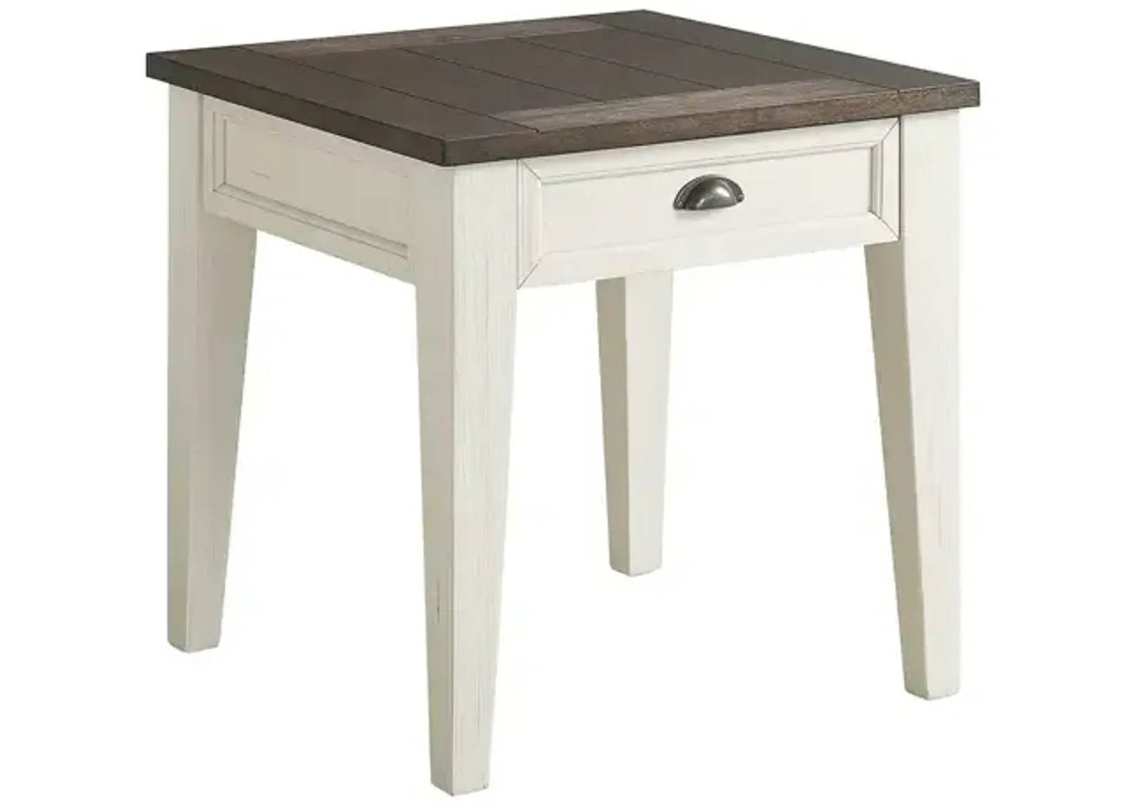 Cayla End Table - Dark Oak/White