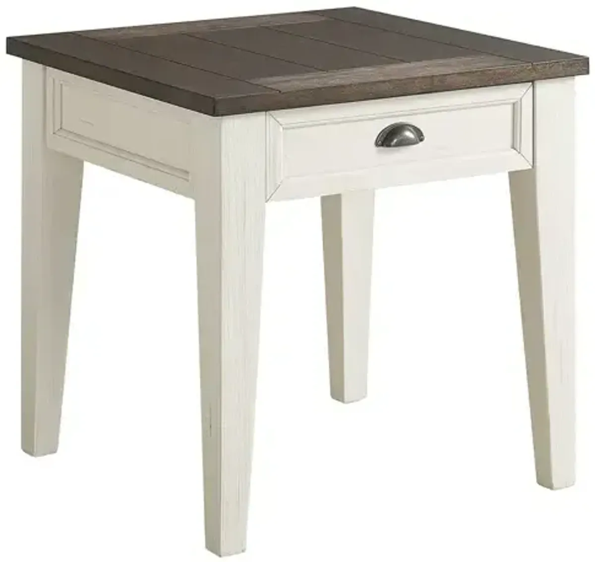 Cayla End Table - Dark Oak/White