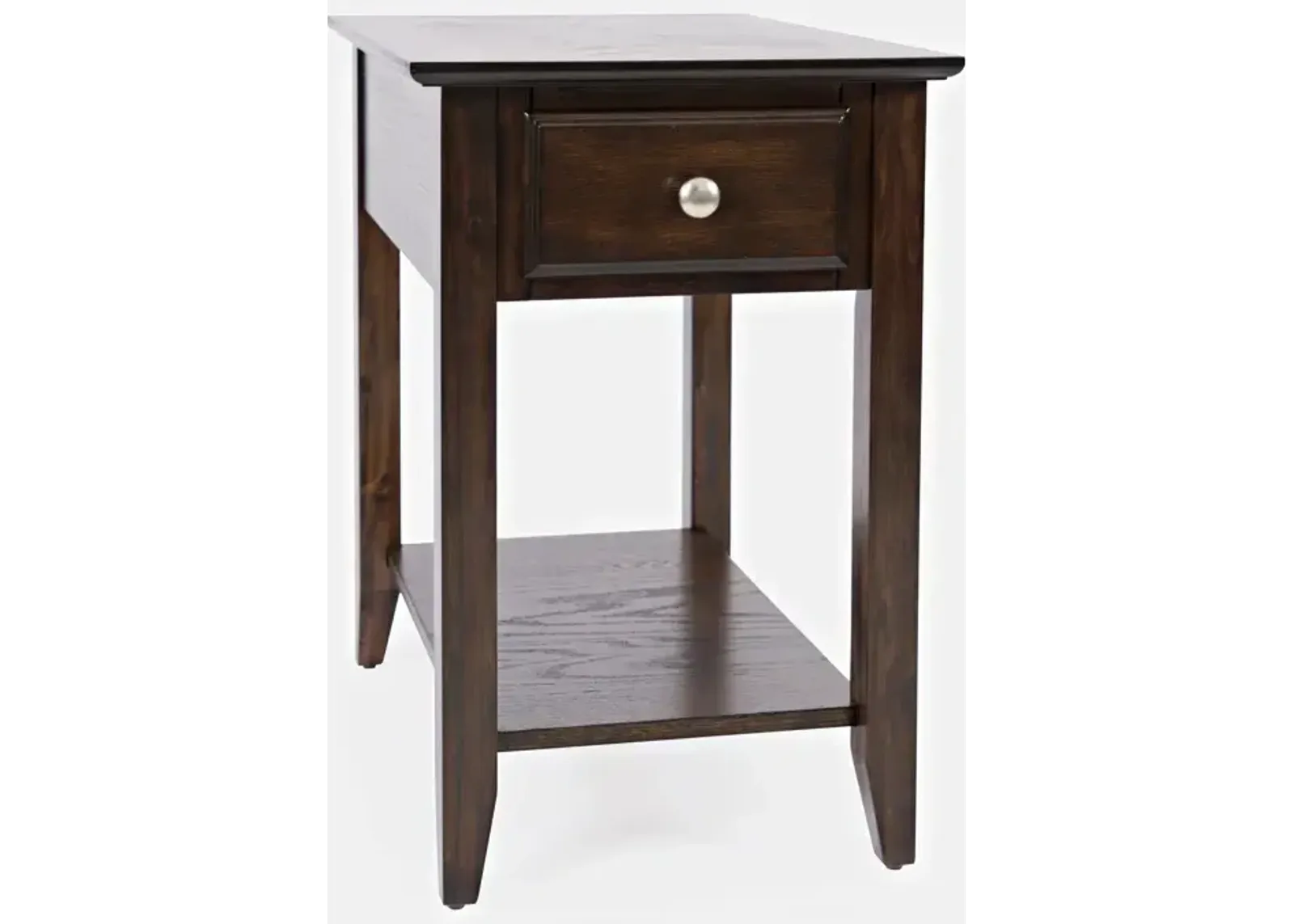 Espresso Chairside End Table with Drawer Shelf