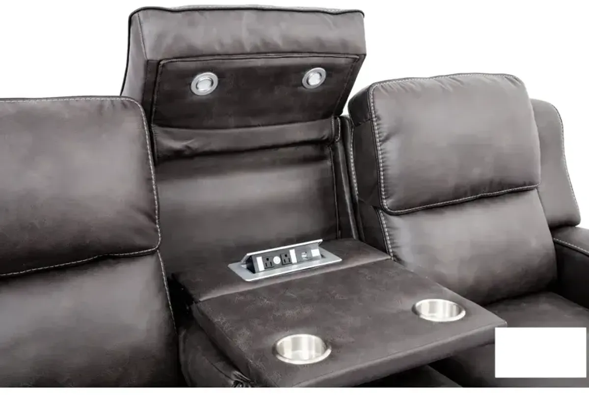 Power Headrest Sofa w/Table & Lights