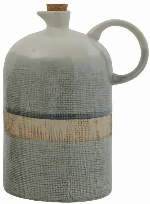 Ceramic Jug w/Cork Stopper - Reactive Glaze