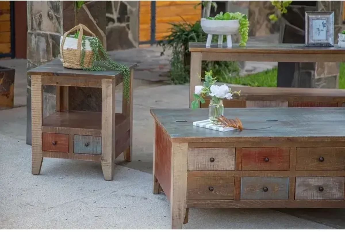 Antique Multicolor Chairside Table